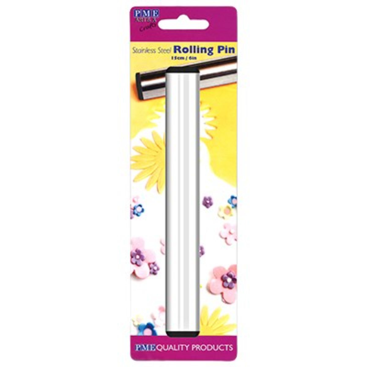 Rodillo de acero inoxidable PME de 15 cm con funda protectora