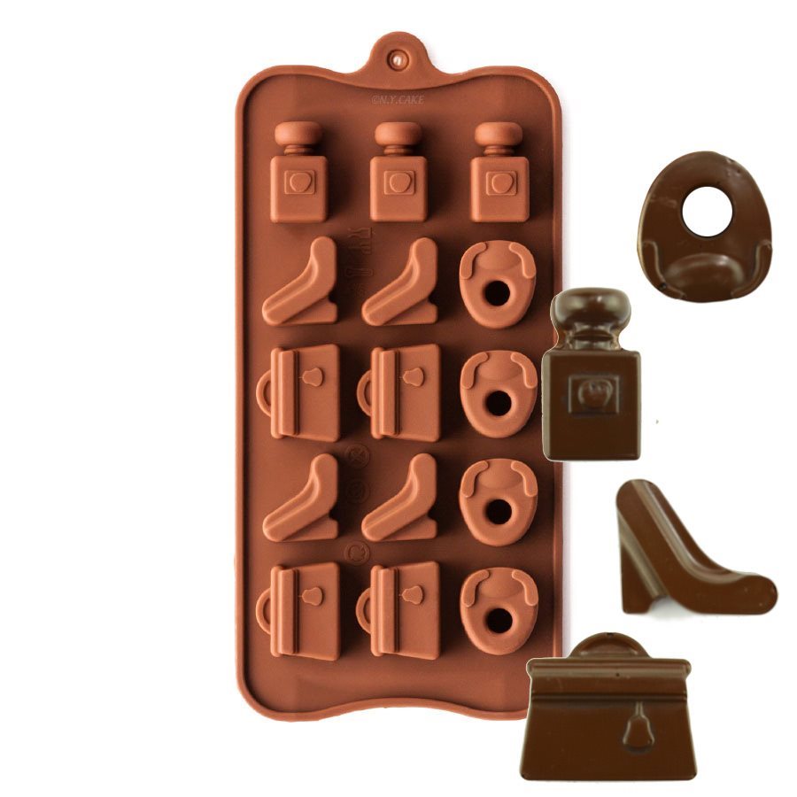 Molde de chocolate de silicona NY Cake con tacón alto y bolso