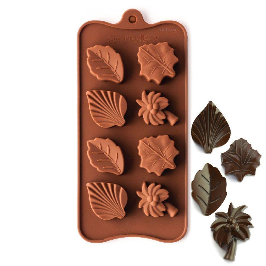 Molde de silicona para chocolate con forma de palmera y hojas