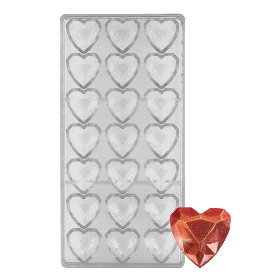 Molde de policarbonato para chocolate Corazón Geométrico de NY Cake