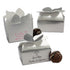17S - Cajas Pequeñas de Recuerdos con Tapa de Lazo de Lámina Plateada de 2 5/8 x 1 1/2 x 1 3/16