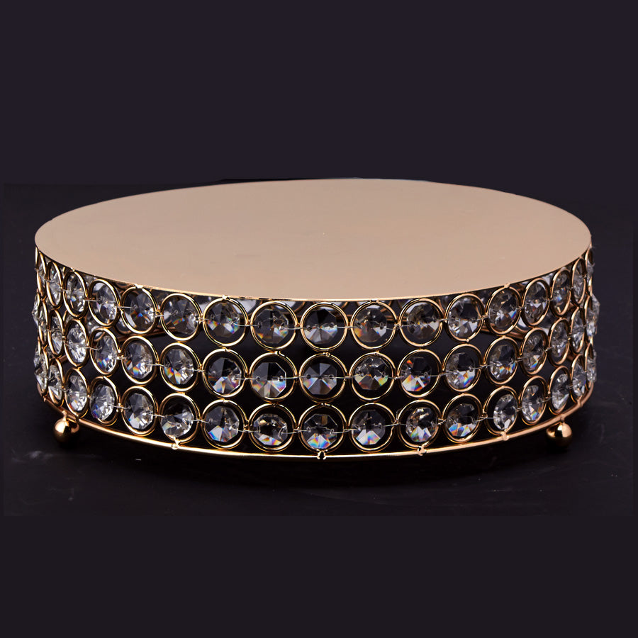 Soporte Redondo de Cristal para Tartas 10'' - Dorado