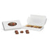 Caja #6 - Caja blanca para dulces y fudge de 7 1/2 x 4 x 1 1/8 con ventana de 1/2 lb.