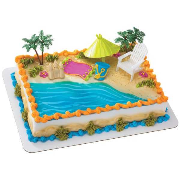 Decoset de silla de playa y sombrilla