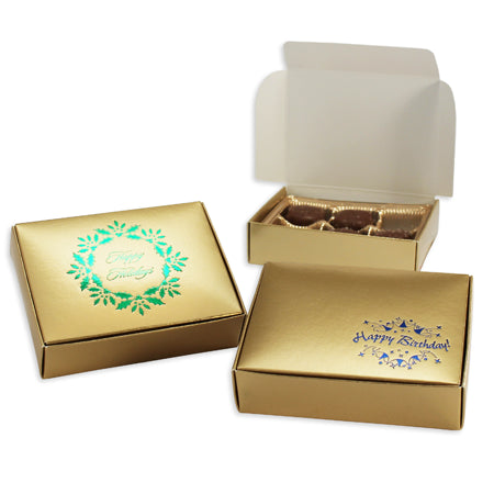 26G - Cajas para dulces y caramelos de lámina dorada de 4 9/16 x 3 9/16 x 1 1/4 - 1/4 lb.