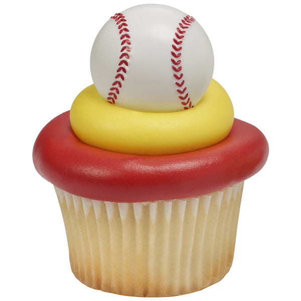 3D Baseball Cupcake Rings 12ct