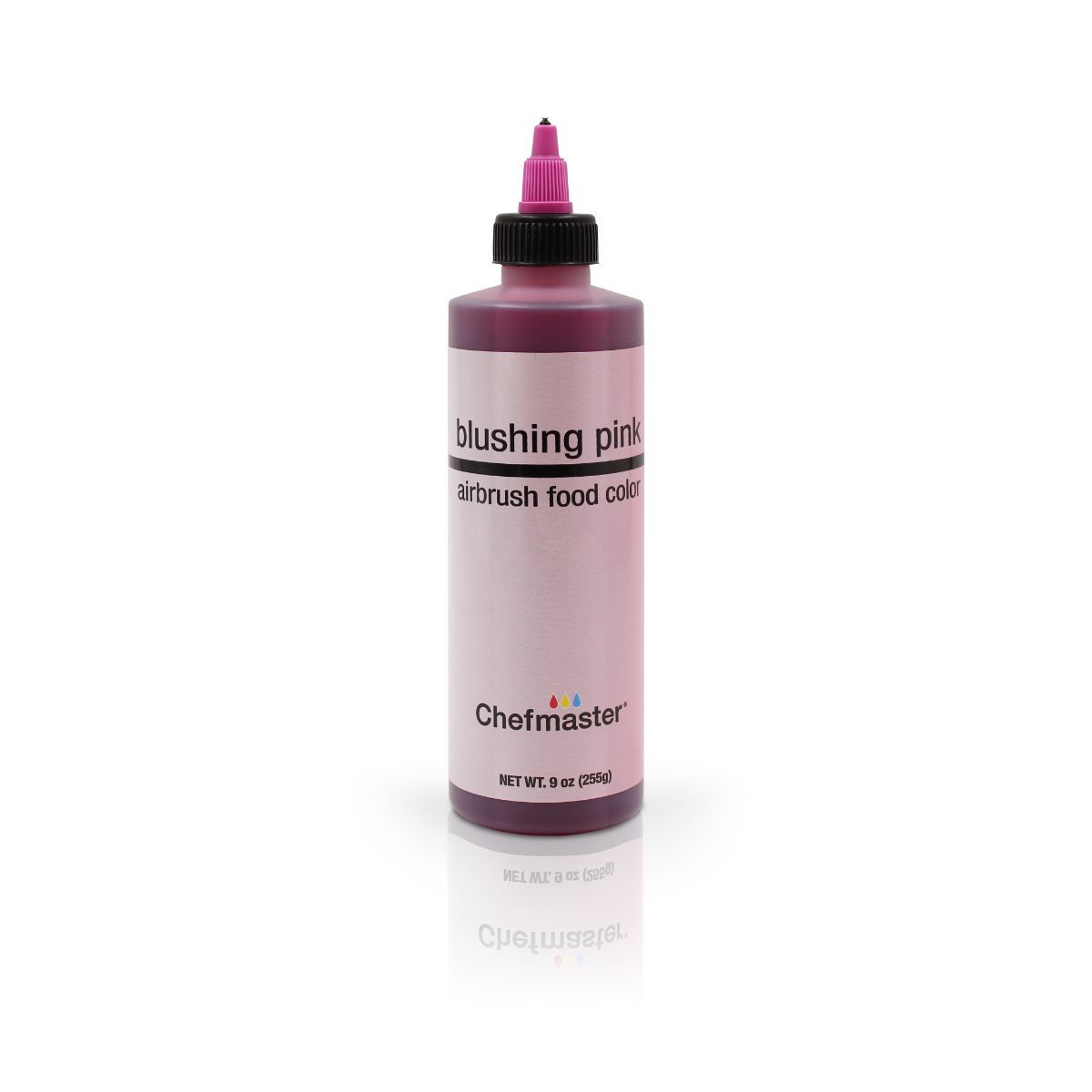 Chefmaster Airbrush Colors 2oz set with a variety of vibrant, liquid food coloring bottles for airbrushing on cakes and desserts.