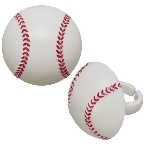 3D Baseball Cupcake Rings 12ct