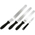 Fat Daddio's offset blade spatulas in various sizes, featuring stainless steel blades and ergonomic handles for precise baking and cooking.