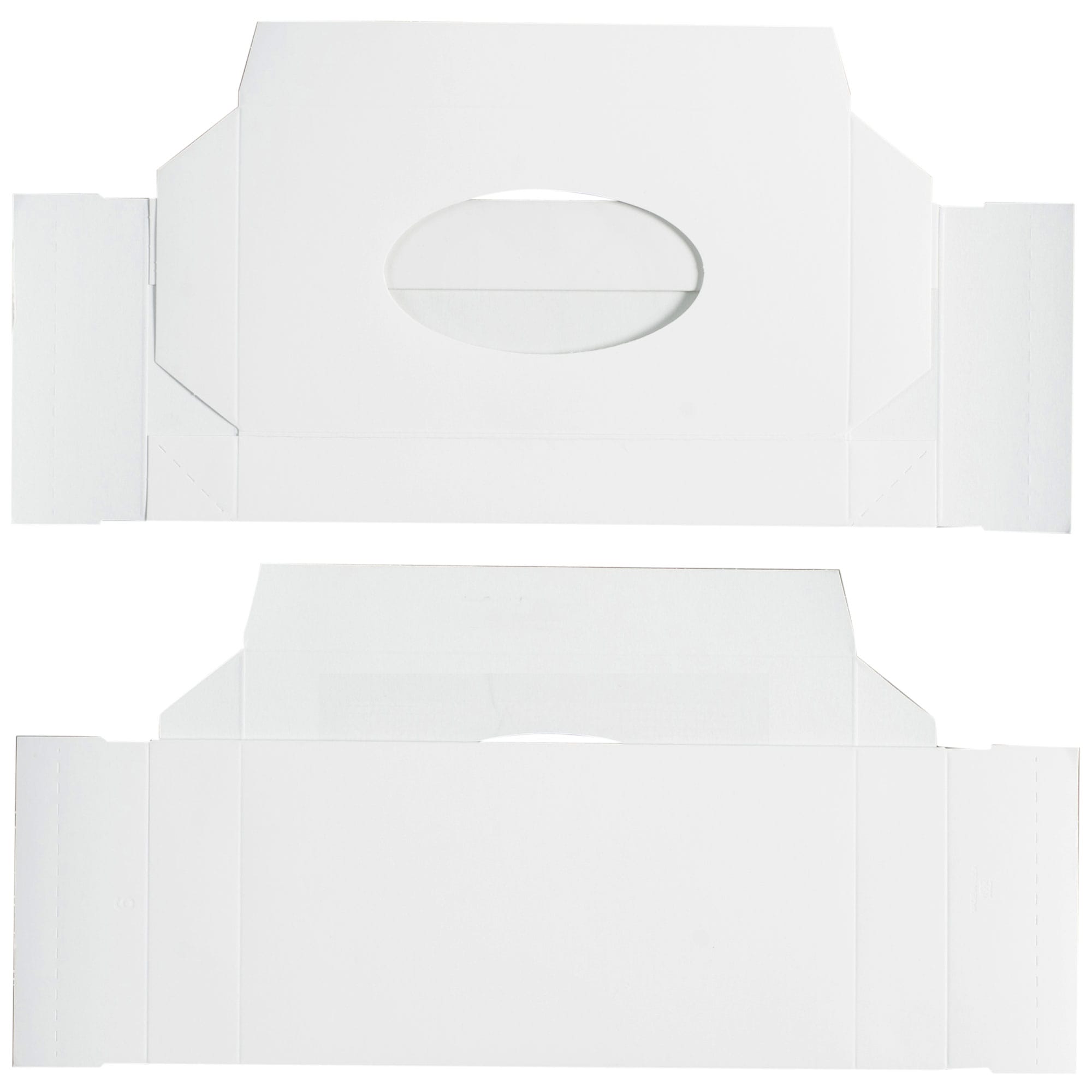 Caja #6 - Caja blanca para dulces y fudge de 7 1/2 x 4 x 1 1/8 con ventana de 1/2 lb.