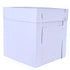 White tiered cake box with window by Whalen Packaging, showcasing a clear viewing window and multiple sizes for cake presentation.