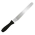 Fat Daddio's offset blade spatula in various sizes with stainless steel blades and ergonomic handles, ideal for precise baking tasks.