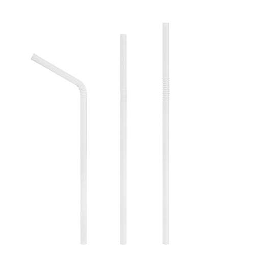 PartyE 7.75' Flex Plastic White Straws - 380ct