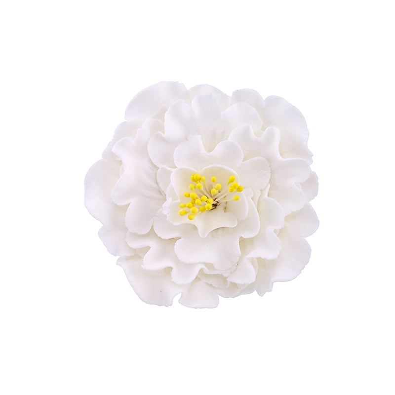 Flor de peonía grande blanca n.º 105 o rosa n.º 107 con estambres amarillos