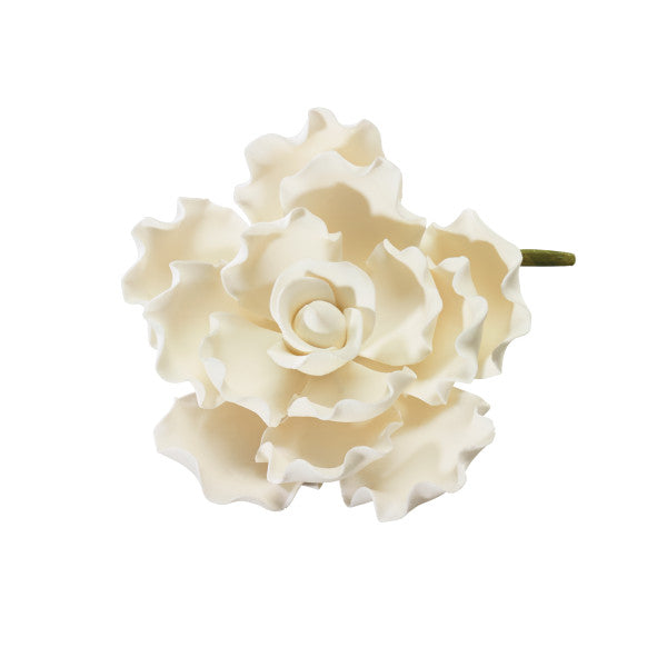 Flor con Pétalos Ondulados Blancos de 4' #66