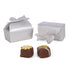 17S - Cajas Pequeñas de Recuerdos con Tapa de Lazo de Lámina Plateada de 2 5/8 x 1 1/2 x 1 3/16