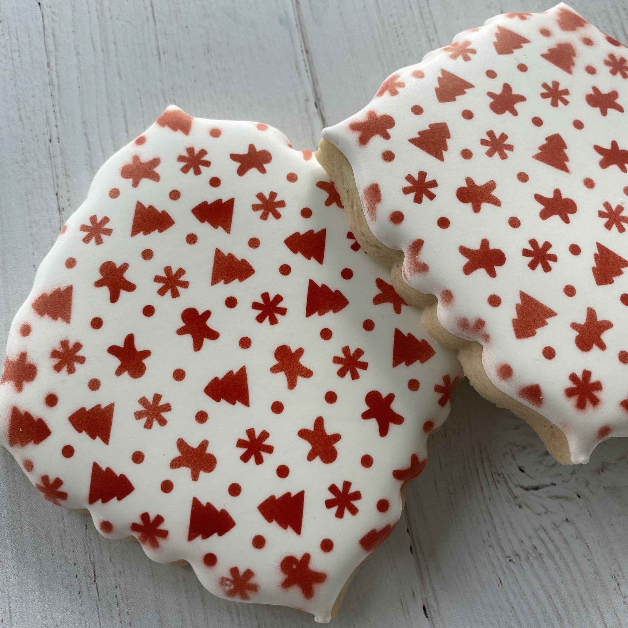 Plantilla de galletas con patrón de confeti navideño