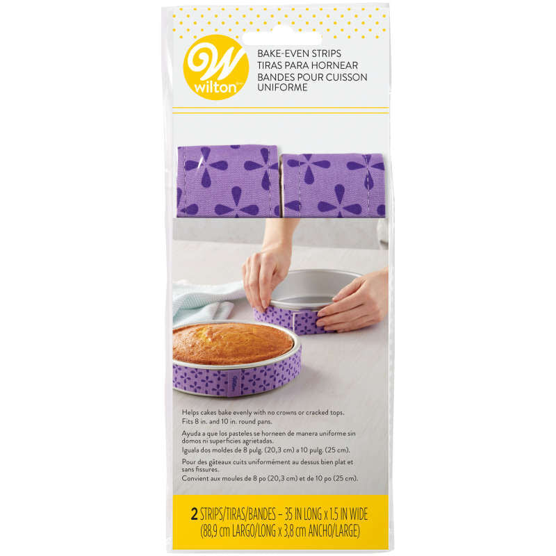 Wilton Bake Even Strips 2-piece baking tool set for even cake baking, shown in a close-up image.