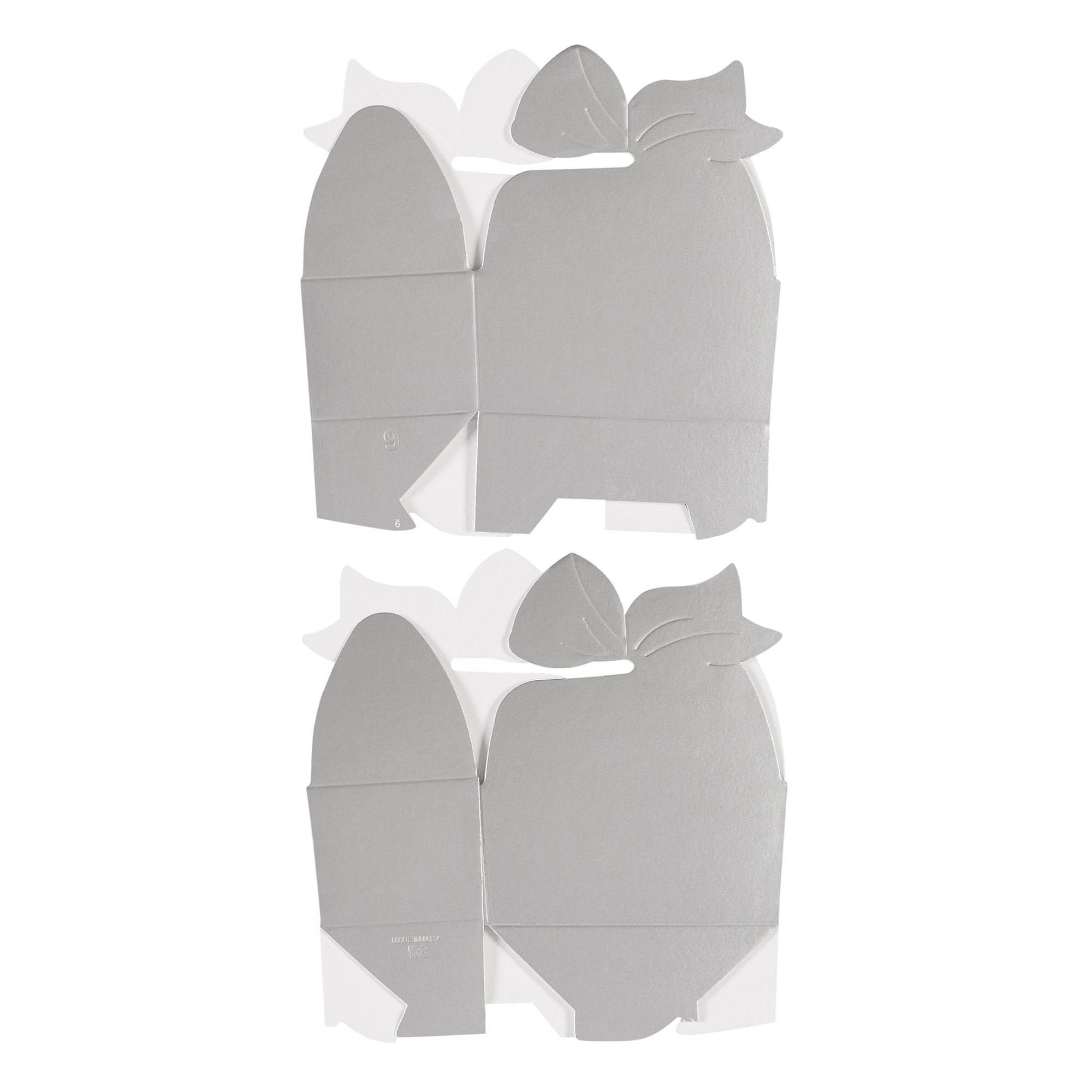 16S - 3 1/2 x 2 x 1 11/16 Cajas de regalo plateadas grandes con lazo superior