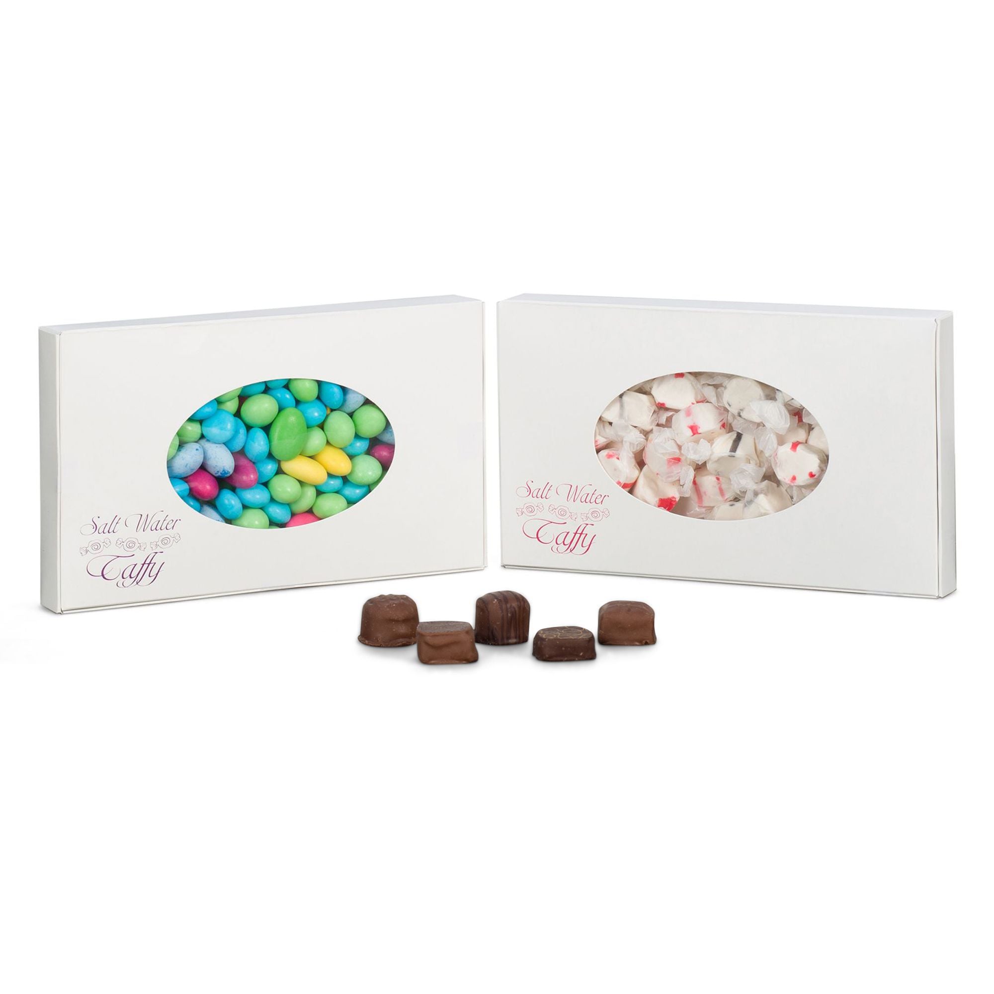 Caja #8 - Caja blanca de ventana para caramelos y dulces de 23,5 x 14 x 2,8 cm para 450 g
