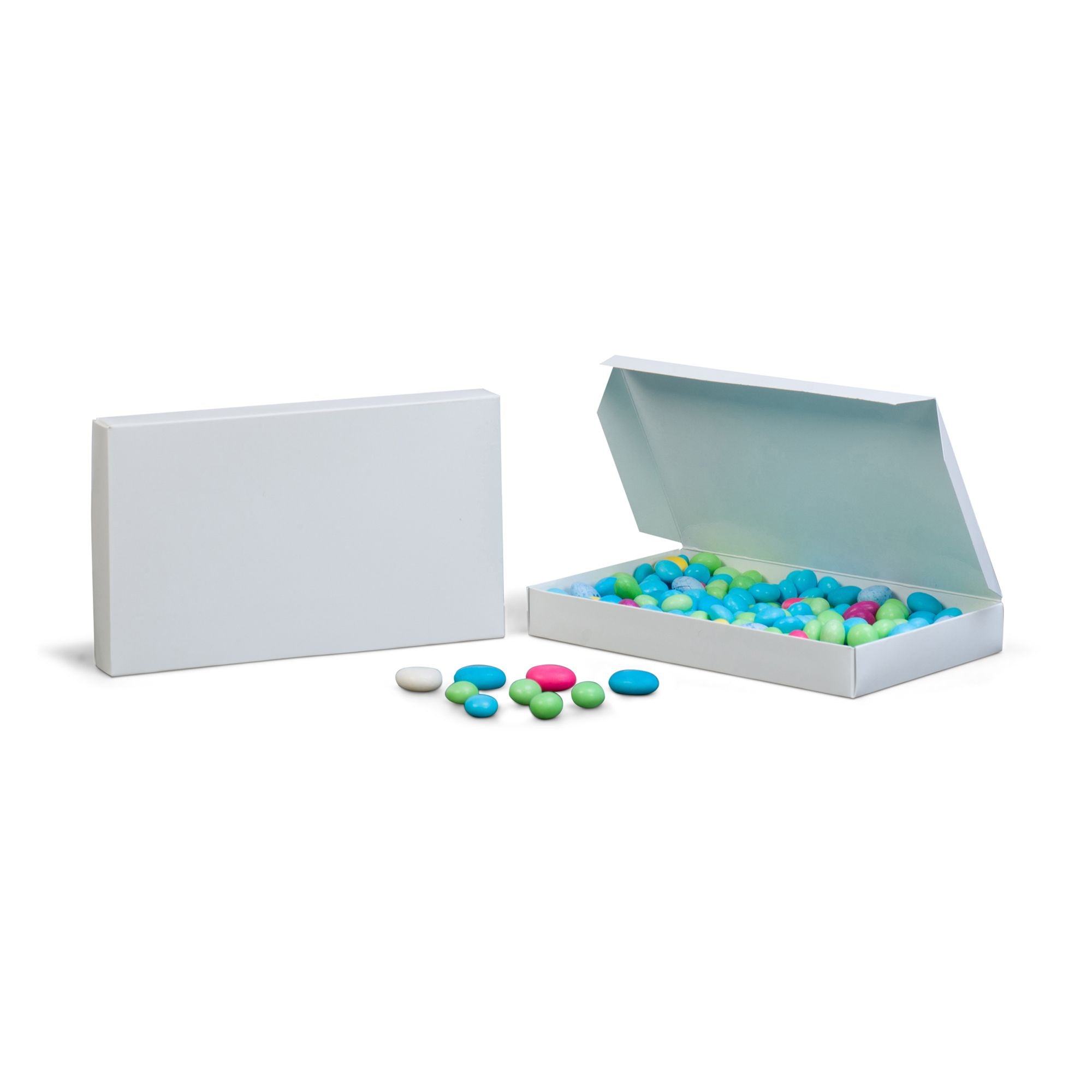 Caja n.º 7 - 9 1/4 x 5 1/2 x 1 1/8 Caja blanca para caramelos y dulce de azúcar de 1 lb.
