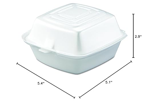 Foam Container 5' Hinged 125ct Sleeve