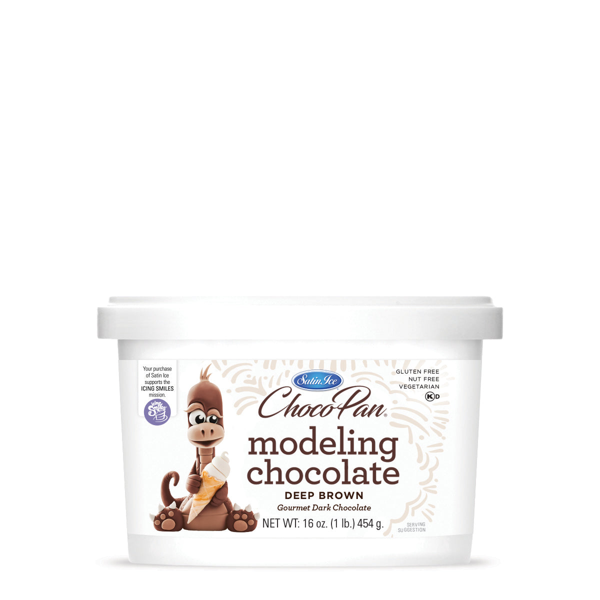 White and brown Satin Ice ChocoPan Modeling Chocolate blocks, soft and pliable for cake decorating and sculpting.