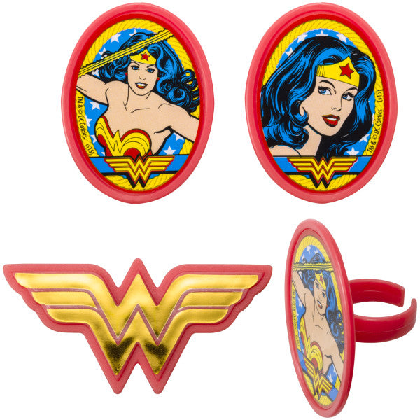 Wonder Woman Cupcake Rings 12ct