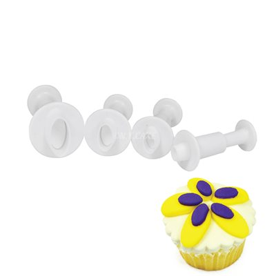Cortador de émbolo ovalado NY Cake, juego de 4 piezas