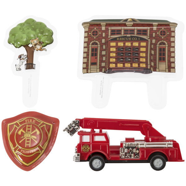 Decoset de camión de bomberos y estación