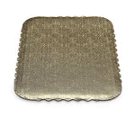 Gold scalloped cake board by Whalen Packaging, available in all sizes, featuring a decorative scalloped edge for cake presentation.
