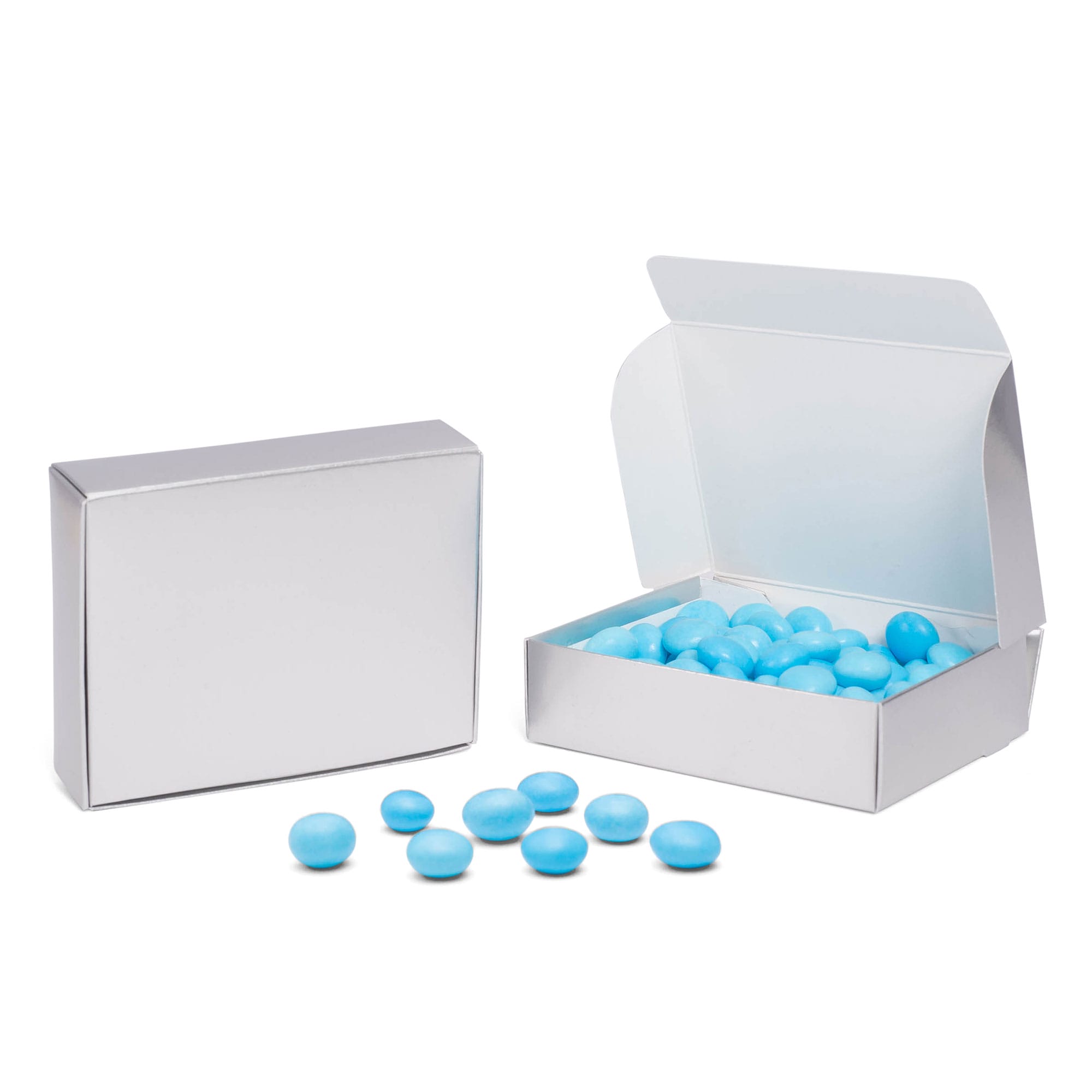 26S - Cajas de papel de aluminio plateado para caramelos y dulce de azúcar de 4 9/16 x 3 9/16 x 1 1/4 - 1/4 lb.
