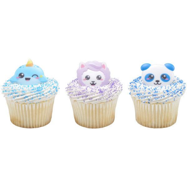 Kawaii Characters Cupcake Rings 12ct