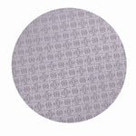 Silver circle cake drum from Whalen Packaging, available in all sizes, with a shiny metallic surface and sturdy construction.