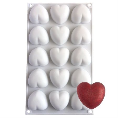 Molde de silicona con forma de corazón de 15 cavidades NY Cake