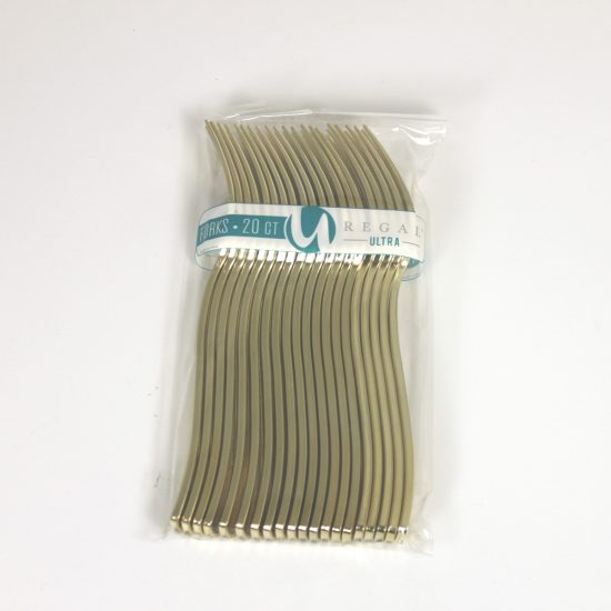 Gold Plastic Cutlery 20ct