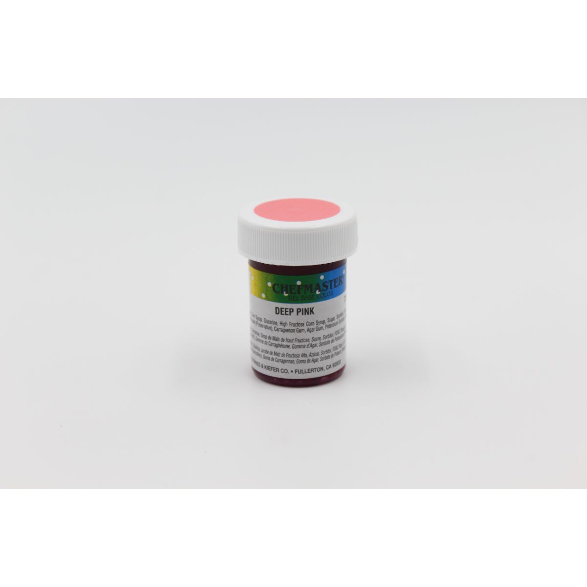 Chefmaster Gel Base 1oz in various colors, vibrant gel coloring used for cake decorating and baking.