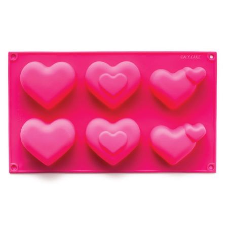 Molde de silicona con 6 cavidades en forma de corazón de NY Cake