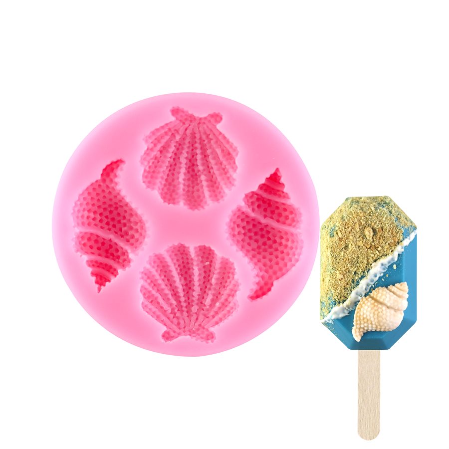 Molde de silicona NY Cake con 4 cavidades con forma de concha