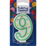 Green Sprinkle Candle Numerals 0-9