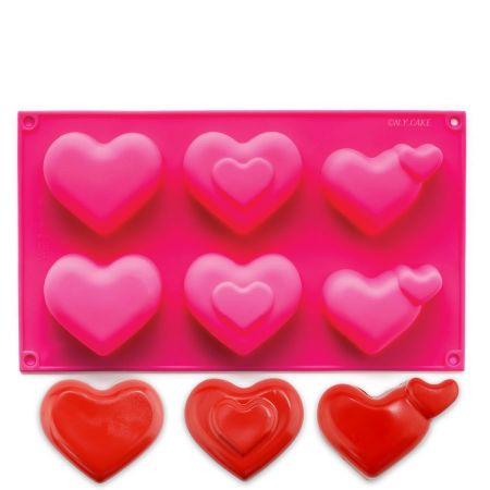 Molde de silicona con 6 cavidades en forma de corazón de NY Cake