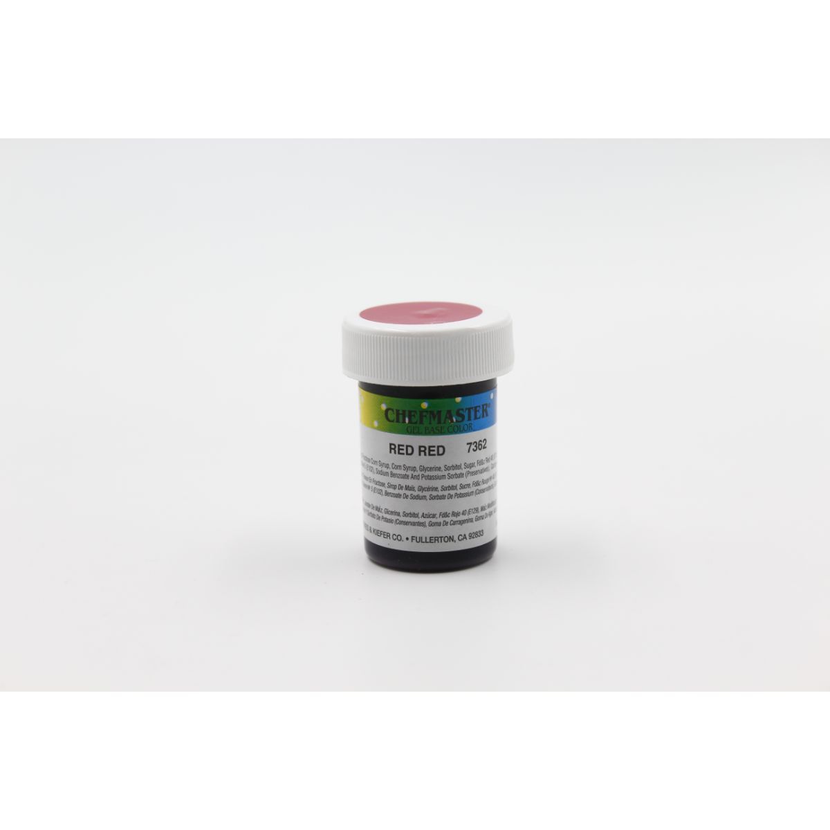 Chefmaster Gel Base 1oz with vibrant all-color gel base for cake decorating and edible crafts, shown in a clear container.