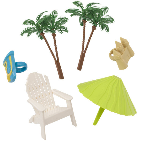 Decoset de silla de playa y sombrilla