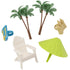 Decoset de silla de playa y sombrilla