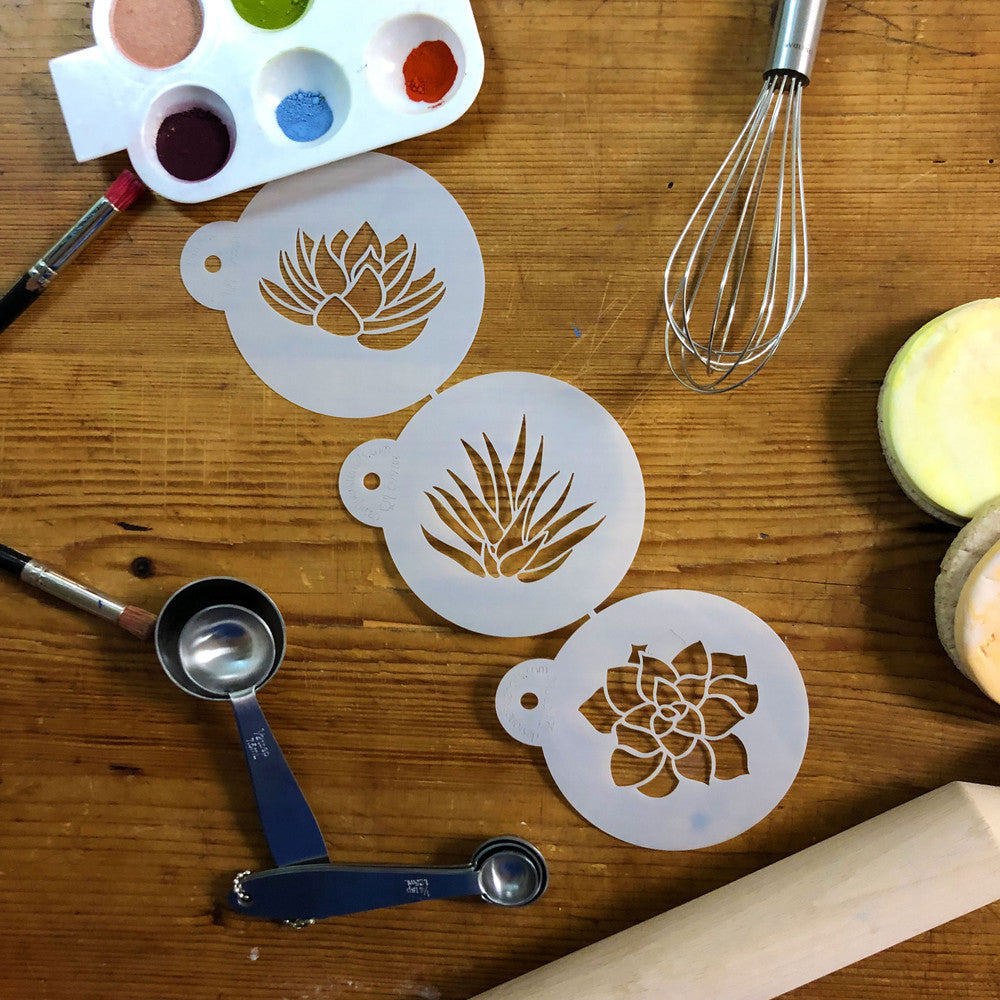 Set de Esténciles Redondos para Galletas con Diseños de Suculentas
