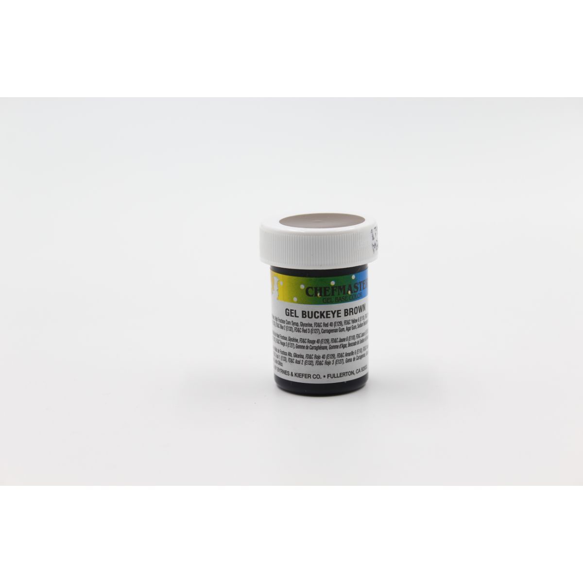 Chefmaster Gel Base 1oz in various colors, showcasing vibrant gel base color bottles arranged on a white background.