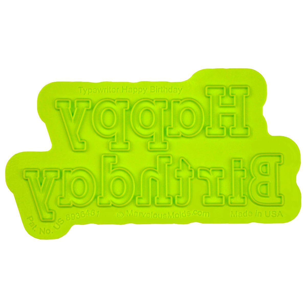 Molde Flexabet™ Feliz cumpleaños tipo máquina de escribir