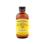 Nielsen-Massey Pure Lemon Extract in 2 oz and 4 oz bottles, clear glass bottles with yellow lemon labels and metal caps.