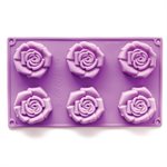Molde de silicona NY Cake para hornear rosas abiertas - 6 cavidades