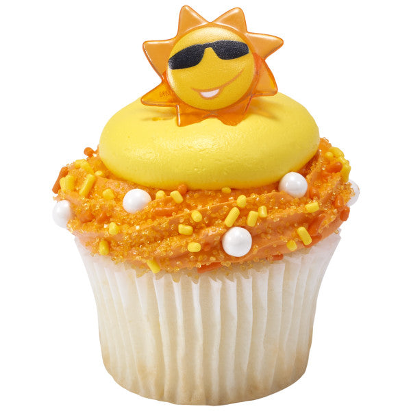 Sun Face Cupcake Rings 12ct